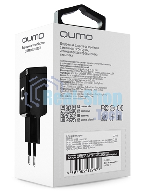 Сетевое зарядное устройство Qumo Energy (Charger 0061), 2 USB, 3.1A, черный