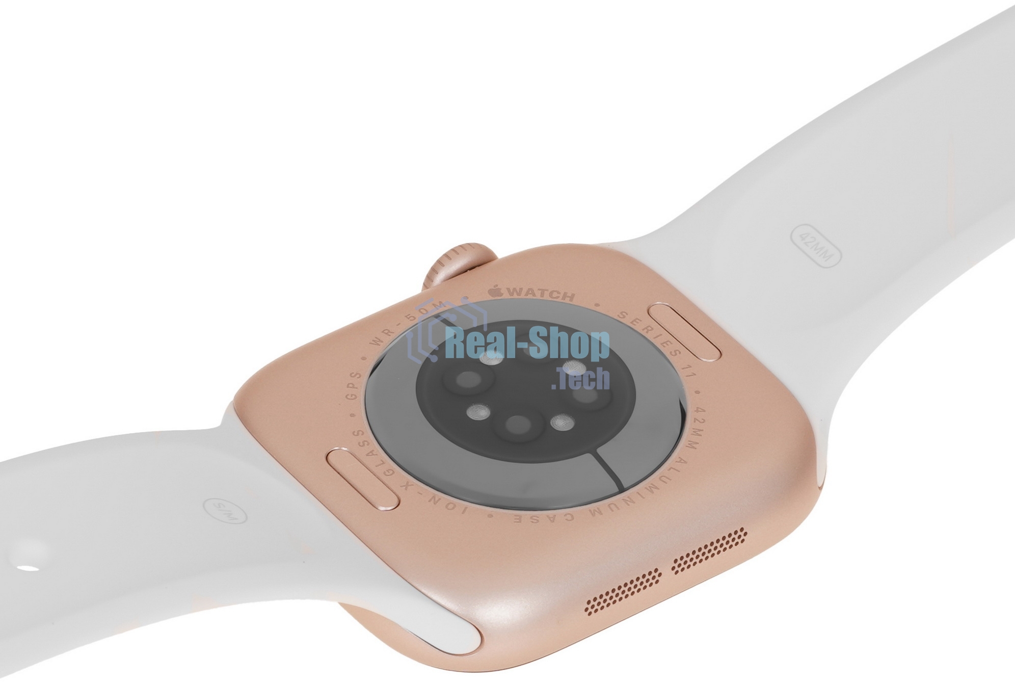 Умные часы Apple Watch Series 11 A3331 42мм OLED корп.розовое золото Sport Band рем.белый разм.брасл.:150-200мм (MEU44LW/A)