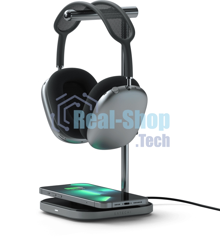 Подставка для наушников 2-в-1 с беспроводным зарядным устройством Satechi 2 in 1 Headphone Stand with Wireless Charger, Серый Космос
