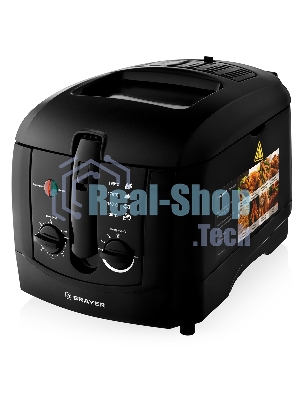 Фритюрница BRAYER 2830BR-BK чёрный, 1800 Вт, 3 л, 0.6 кг, съёмная чаша, таймер