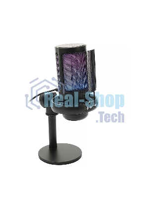 Микрофон конденсаторный Gembird M-01N, подсветка RGB, шумоподавление, настольный держатель, черный