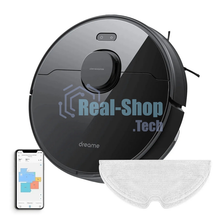 Робот-пылесос Dreame RLD33GA Vacuum and Mop D9 Max черный, 46 Вт, 5200 мА·ч Li-Ion, уборка сухая/влажная, пылесборник контейнер 0.5