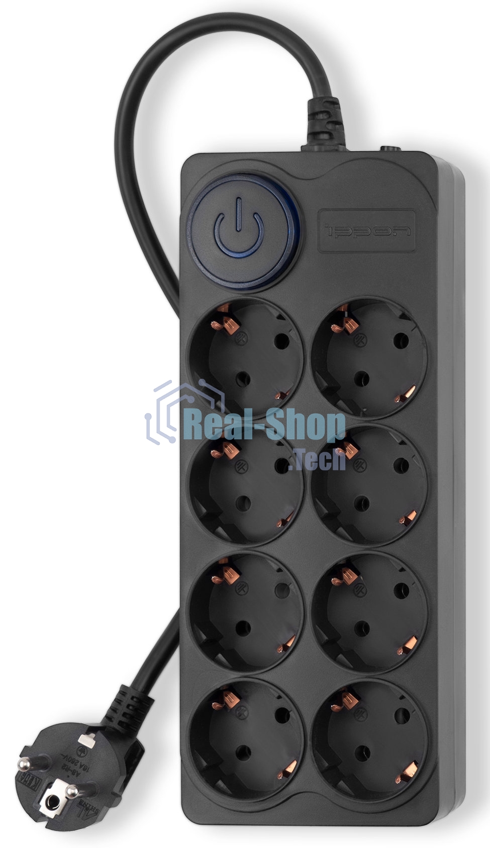 Сетевой фильтр Ippon BK-8-EU-3-16-B 3 м (8 розеток) черный (коробка)