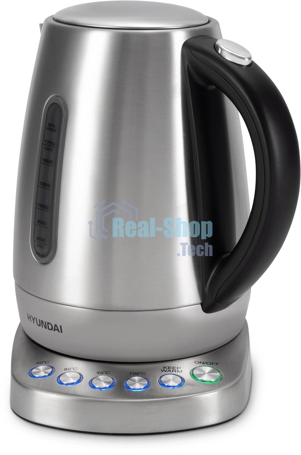 Чайник электрический Hyundai HYK-S7770 1.7л. 2200Вт серебристый/черный корпус: металл