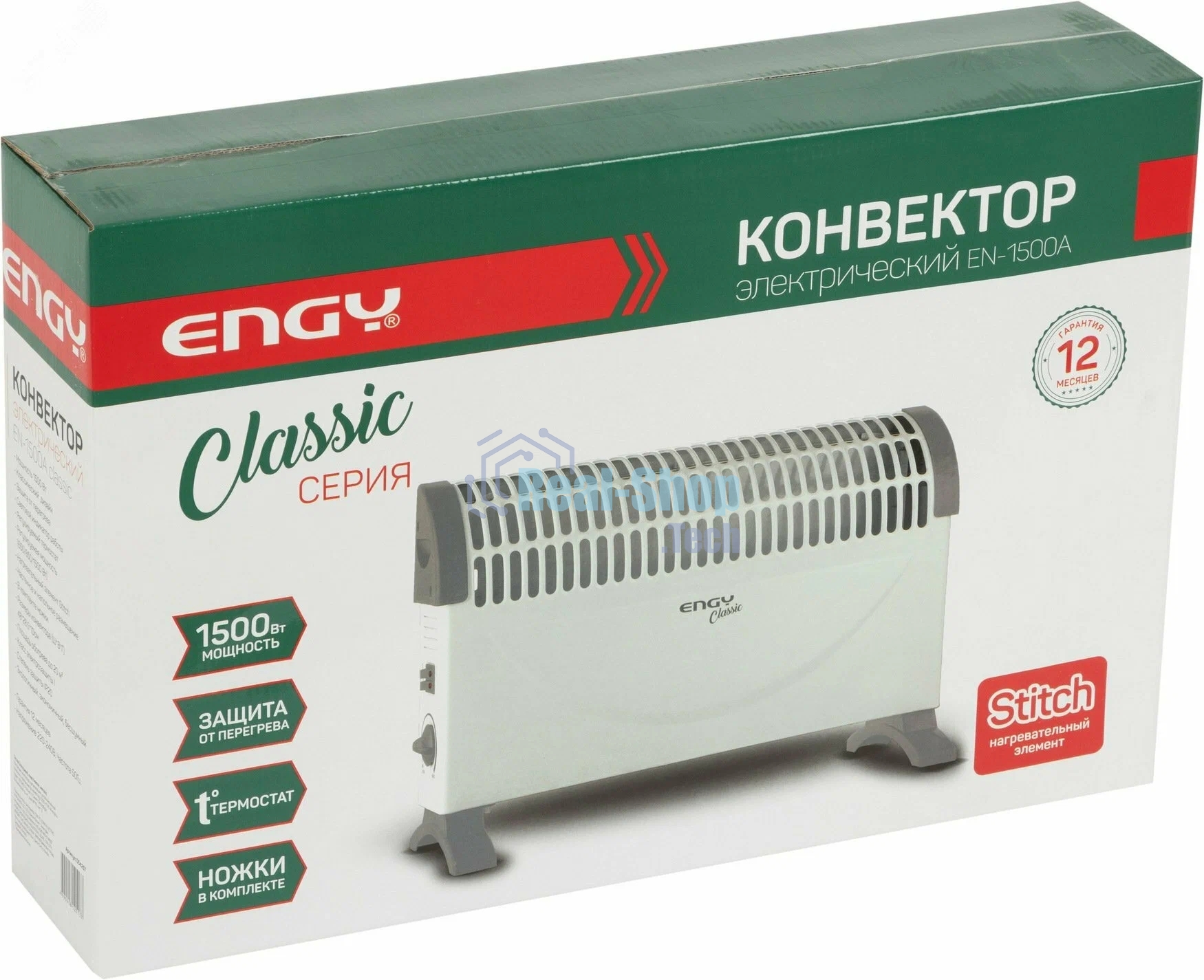 Конвектор Engy EN-1500A Classic белый, 1500 Вт, 20 м2, термостат