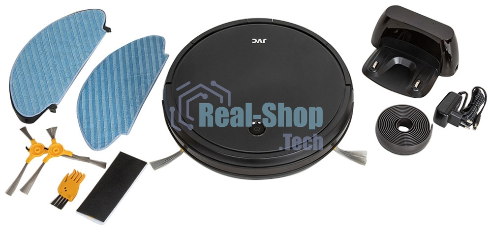 Робот-пылесос JVC JH-VR510 черный, 2500 мА·ч Li-Ion, уборка сухая/влажная, пылесборник контейнер 0.5 л