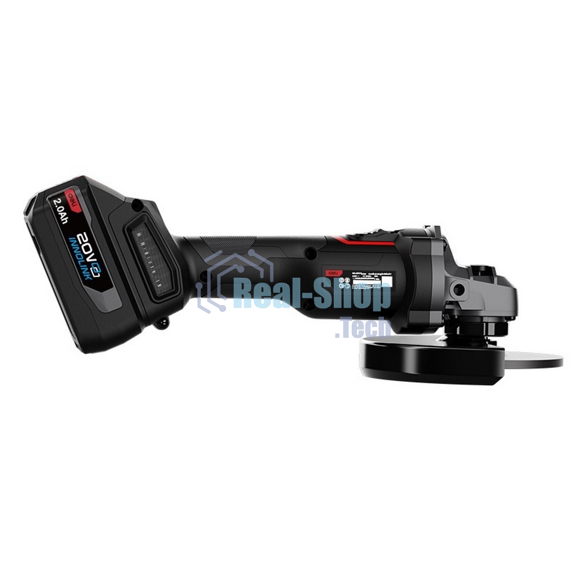 Угловая шлифовальная машина аккумуляторная Deli DE-JM20-2D4, (2АКБ*4А·ч + ЗУ, 20В, 125мм, М14, 3500/6000/10000об/мин, сумка)