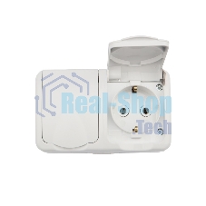 Блок из 2 розеток горизонтальный Kranz Mini OG открытой установки с заземлением, керамика, IP54 белый