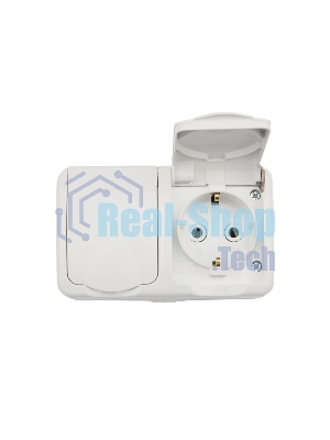 Блок из 2 розеток горизонтальный Kranz Mini OG открытой установки с заземлением, керамика, IP54 белый