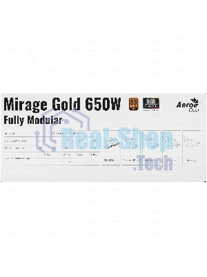 Блок питания Aerocool/Formula MIRAGE GOLD 650W, 650Вт, 80 PLUS Gold, 120мм, модульный, черный
