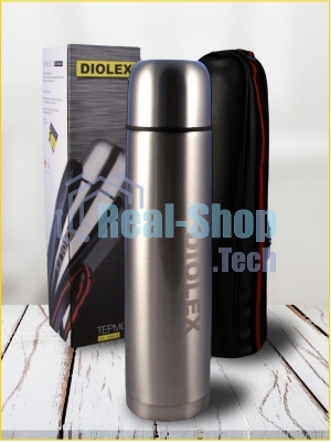 Термос Diolex DX-1000-B 1000 мл, с узкимгорлом, в чехле, нержавеющая сталь