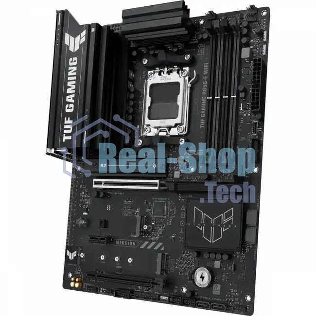 Материнская плата ASUS TUF Gaming B850-E WiFi, AM5, AMD B850, 4xDDR5, 4xSATA, 3xM.2, 1xPCIe 5.0 x16, 1xPCIe 4.0 x16, 1xPCIe x1, 1xDP, 1xHDMI, 2xUSB-C (1x10Gbps, 1x20Gbps), 3xUSB-A 5Gbps, 3xUSB-A 2.0, 1x2.5Gb LAN, Wi-Fi 6E, Bluetooth 5.3, 3x3.5 мм, 7.1, AT