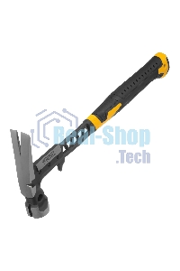 Молоток строительный Denzel 450 г, цельнокованый, боек с магнитом, двухкомп. обрезин. рук-ка