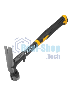 Молоток строительный Denzel 450 г, цельнокованый, боек с магнитом, двухкомп. обрезин. рук-ка