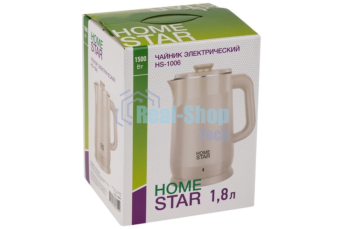 Чайник электрический Homestar HS-1006 1.8л бежевый, двойной корпус