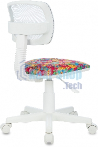 Кресло детское Бюрократ CH-W299 белый TW-15 мультиколор сиденье алфавит, сетка/ткань, крестов. пластик, пластик белый