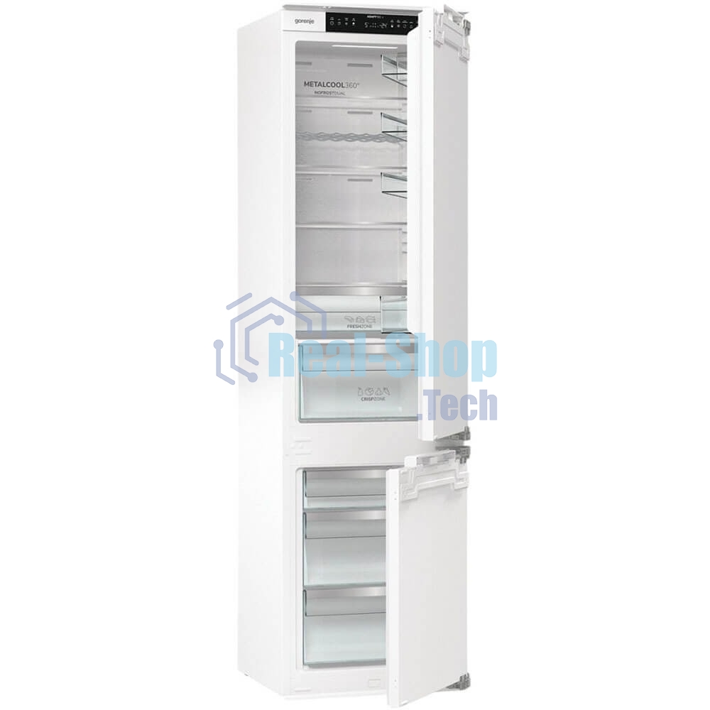 Встраиваемый холодильник Gorenje NRKI519E82WF, 193 см, электронное управление, цифровой дисплей, Wi-Fi, NoFrost Dual, Multiflow 360, контейнер CrispZone с контролем влажности, функция ConvertActive, AdaptTech, MultiAdjust, жесткое крепление, инверторный компрессор, уровень шума 35 дБ