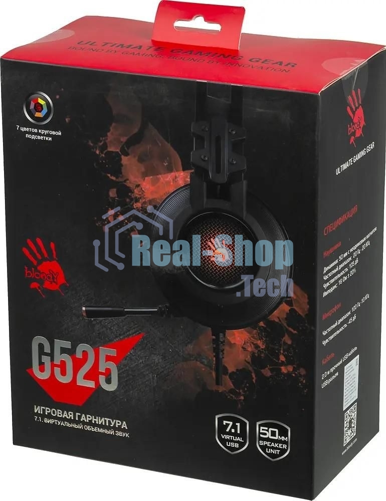 Гарнитура проводная с микрофоном A4 Bloody G525 черный 2м мониторные оголовье (G525 BLACK)