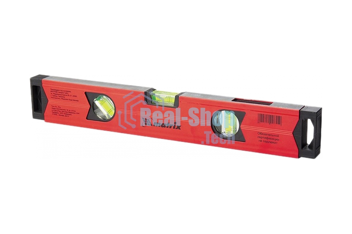 Уровень алюминиевый Matrix магнитный, 800 мм, фрезерованный, 3 глазка (1 зеркальный), усиленный