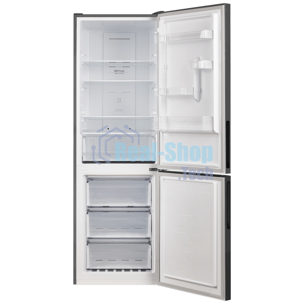 Холодильник Maunfeld MFF185NFХ10 нержавеющая сталь двухкамерный инвертор 240/100л морозилка снизу, No Frost