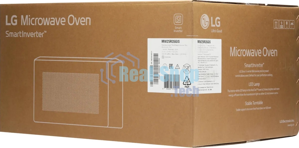 Микроволновая печь LG MW25R35GIS черный, 25 л, 1000 Вт, переключатели - сенсор