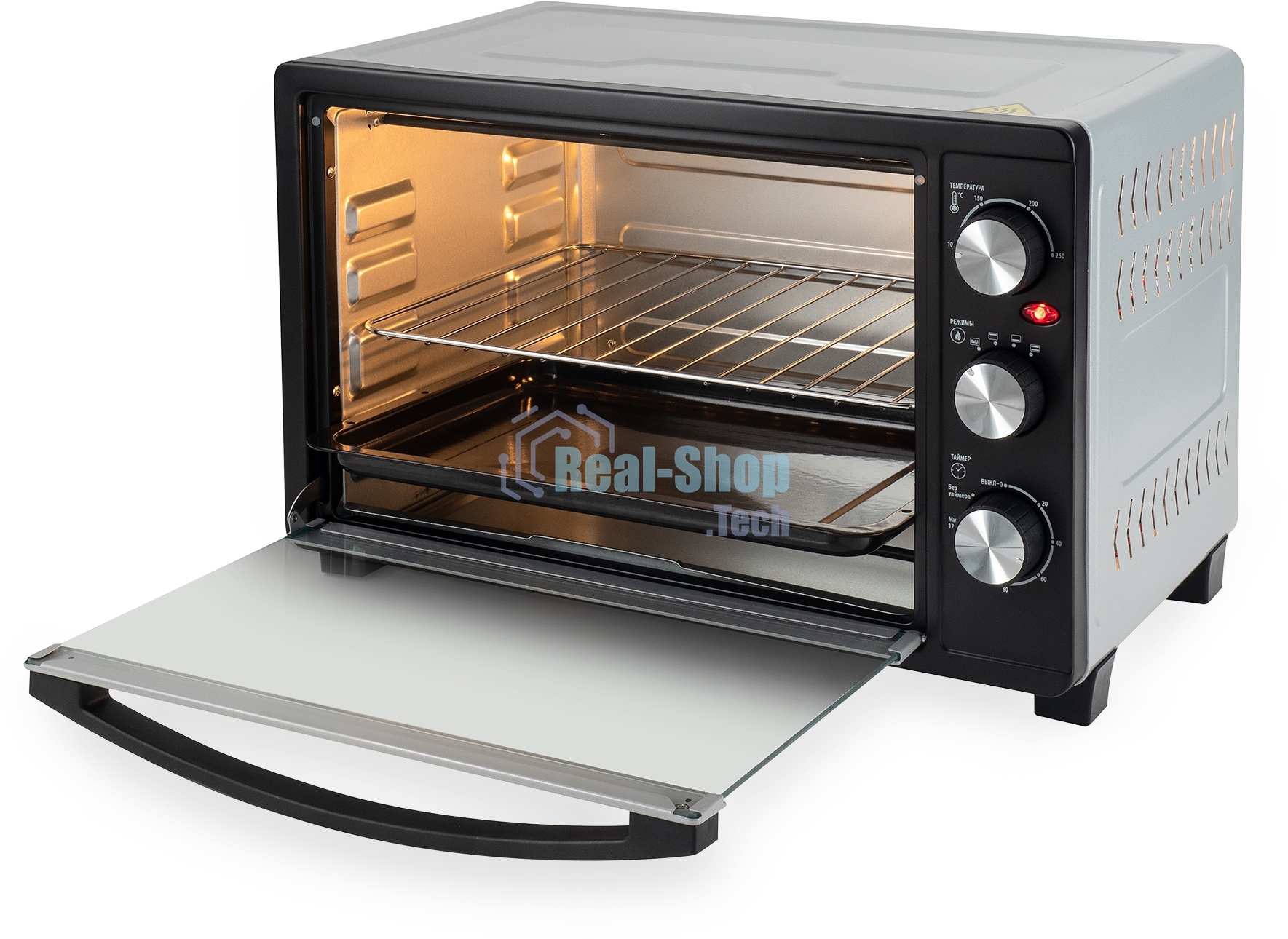 Мини-печь Hyundai MIO-HY074 30л. 1500Вт серебристый/черный