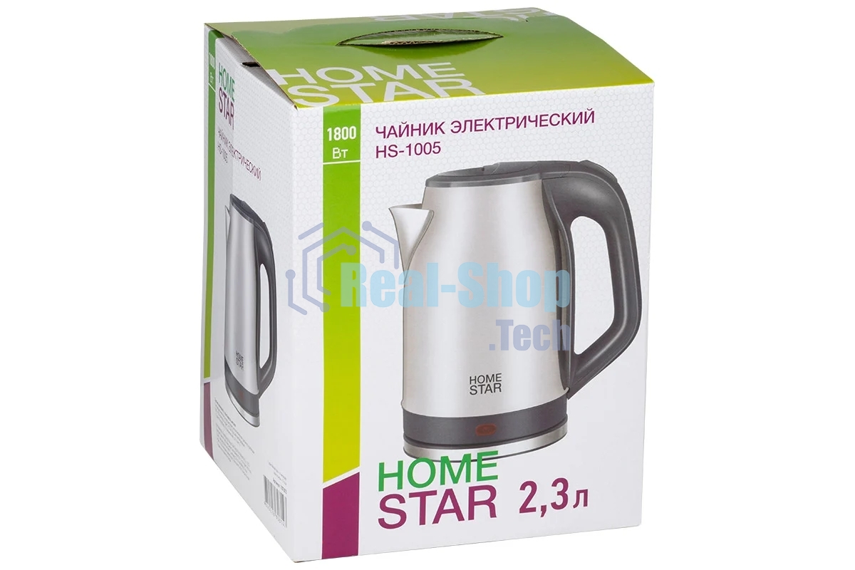 Чайник электрический Homestar HS-1005 2,3 л, 1800 Вт, нержавейка, серый