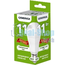 Лампа светодиодная GENERICA LL-A60-11-230-40-E27-G A60 11 Вт грушевидная 4000К E27 230В промо