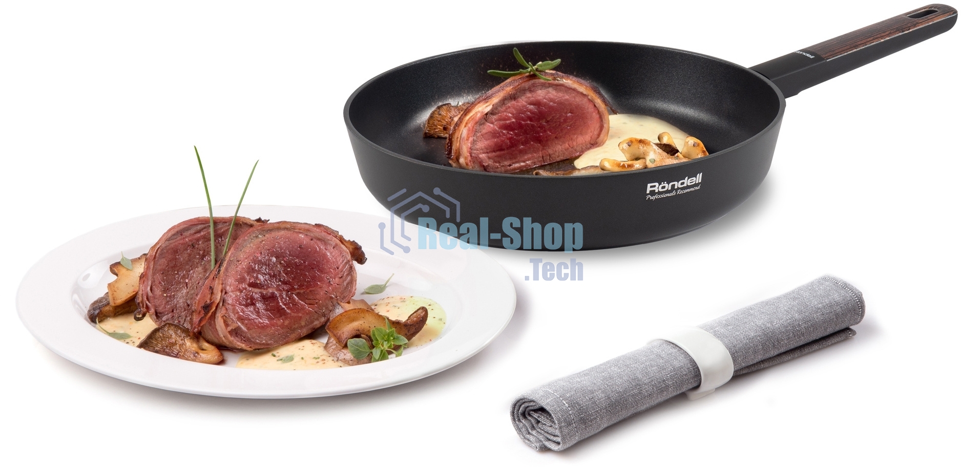 Сковорода Rondell Walnut RDA-1941 круглая 26 см, покрытие: антипригарное ручка несъемная (без крышки) черный