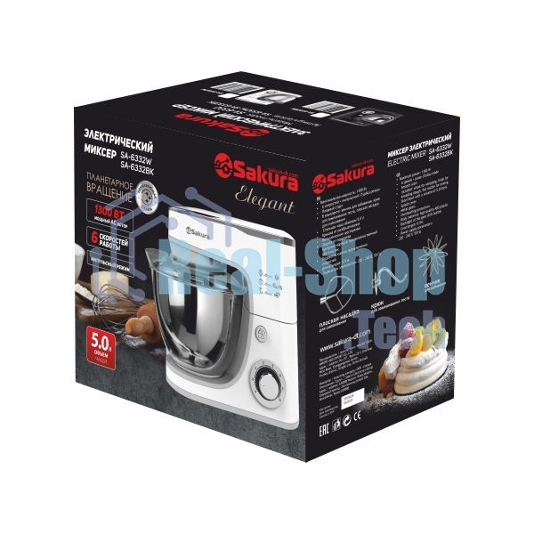 Миксер планетарный Sakura SA-6332W ELEGANT, белый