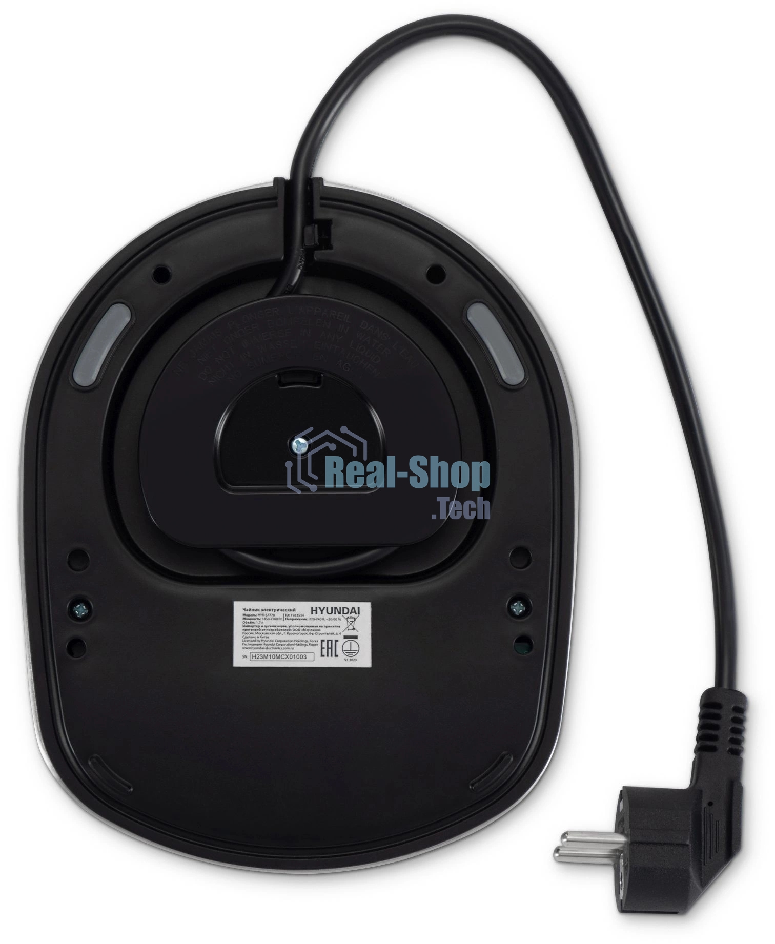 Чайник электрический Hyundai HYK-S7770 1.7л. 2200Вт серебристый/черный корпус: металл