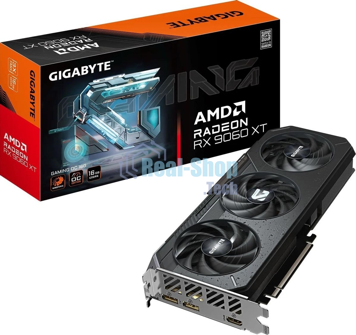 Видеокарта Gigabyte PCI-E 5.0 GV-R9060XTGAMING OC-16GD 1.0 AMD Radeon RX 9060XT 16Gb 128bit GDDR6 2210/20000 HDMIx2 DPx2 HDCP Ret