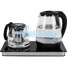 Чайник электрический Starwind SKG4044 1.8 л, 1800 Вт, черный/серебристый корпус: стекло