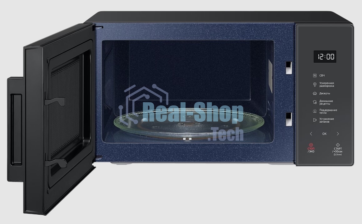 Микроволновая печь Samsung MS23T5018AC/BW антрацит, 23 л, 800 Вт, переключатели - сенсор