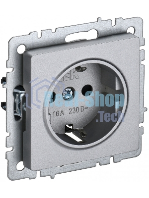 Розетка 1-местная IEK BRITE РС14-1-0-БрА (BR-R14-16-K47) с заземлением, с защитными шторками, 16А, алюминий