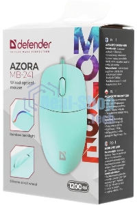 Мышь проводная Defender Azora MB-241 голубой, 1200 dpi, USB, кнопки - 3