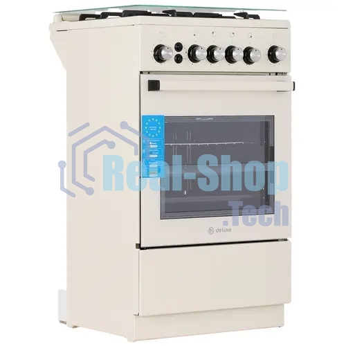 Плита газовая De Luxe 5040.40Г (кр) ЧР-013 бежевый, конфорок 4 шт, духовка 46 л, 50 см x 85 см x 50 см