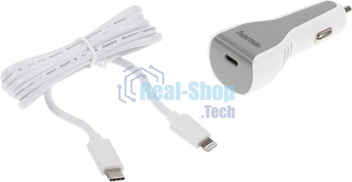 Комплект зарядное устройство Hama H-183317 3A PD для Apple кабель Apple Lightning/Type-C белый