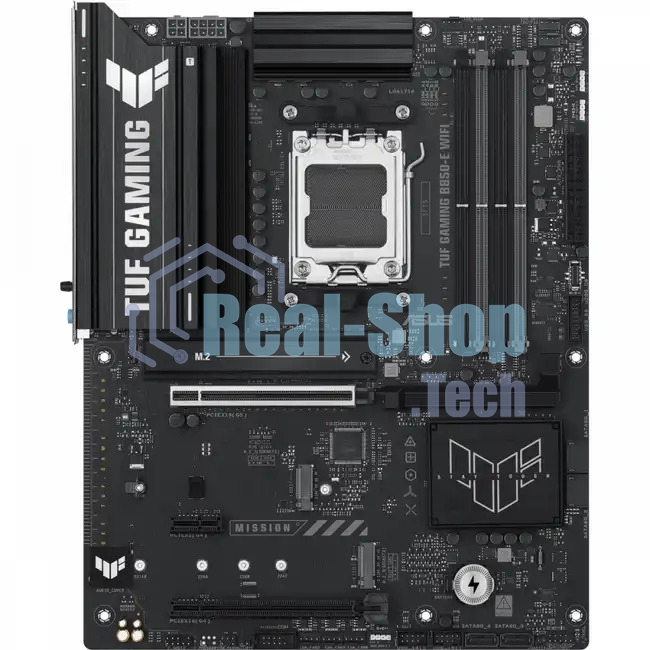 Материнская плата ASUS TUF Gaming B850-E WiFi, AM5, AMD B850, 4xDDR5, 4xSATA, 3xM.2, 1xPCIe 5.0 x16, 1xPCIe 4.0 x16, 1xPCIe x1, 1xDP, 1xHDMI, 2xUSB-C (1x10Gbps, 1x20Gbps), 3xUSB-A 5Gbps, 3xUSB-A 2.0, 1x2.5Gb LAN, Wi-Fi 6E, Bluetooth 5.3, 3x3.5 мм, 7.1, AT