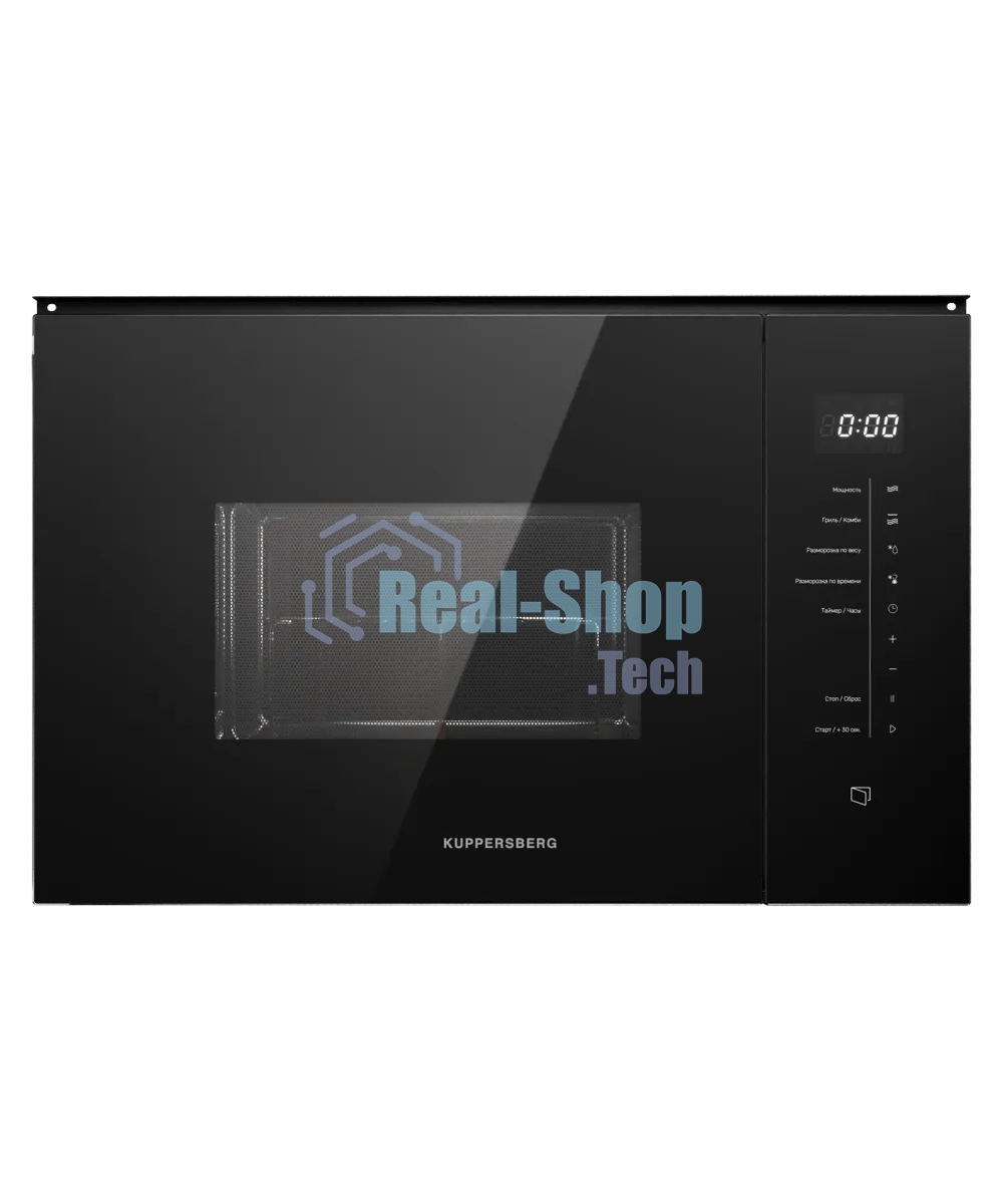 Микроволновая печь встраиваемая Kuppersberg HMW 651 B, High-Tech, 25 л, мощность 900 Вт, кварцевый гриль, поворотный стол, 5 уровней мощности, 8 автоматических программ, размораживание, сенсорное управление, дисплей, черный