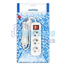 Удлинитель Smartbuy (SBE-16-3-03-ZS) 3 гнз х 3,0 м (16А/3.5 кВт, ПВС 3х1.0)