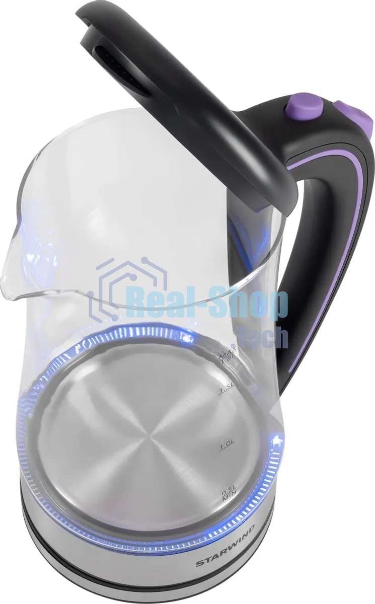 Чайник электрический Starwind SKG4045 1.8 л, 1800 Вт, черный/серебристый корпус: стекло