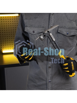 Молоток строительный Denzel 450 г, цельнокованый, боек с магнитом, двухкомп. обрезин. рук-ка