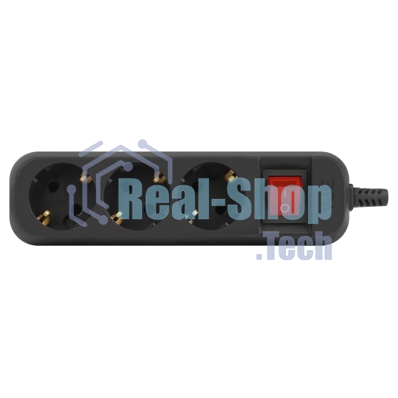 Колодка удлинителя ЭРА KX-3es-B 3 розетки с заземлением с выключателем черная