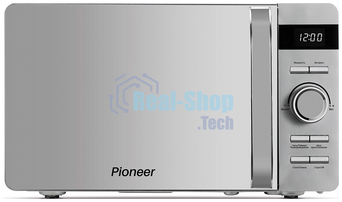 Микроволновая печь Pioneer MW229D серебристый, 20 л, 700 Вт, переключатели - поворотный механизм/кнопки