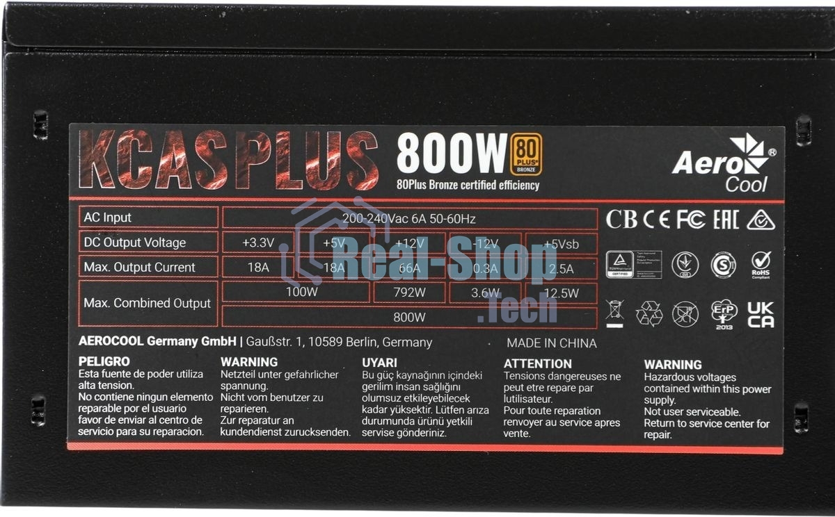 Блок питания Aerocool/Formula KCAS-800W, 800Вт, PLUS 80 PLUS Bronze, 120мм, черный