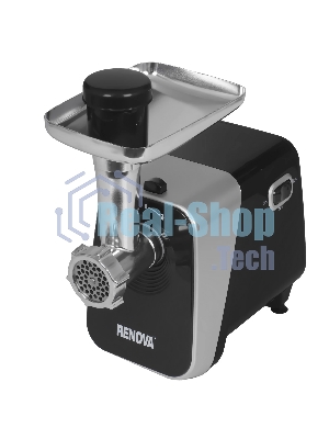 Мясорубка электрическая Renova MG260-R1BP черный, 2600 Вт, 2.5 кг/мин, реверс, защита от перегрузки, металлический лоток, насадки - 7