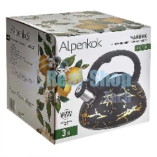 Чайник для плиты ALPENKOK AK-538 из нерж.стали 3л,со свистком,индукционное дно
