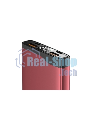 Портативный аккумулятор OLMIO QL-10, 10000mAh, 22.5W, QuickCharge3.0/PowerDelivery, LCD, красный,