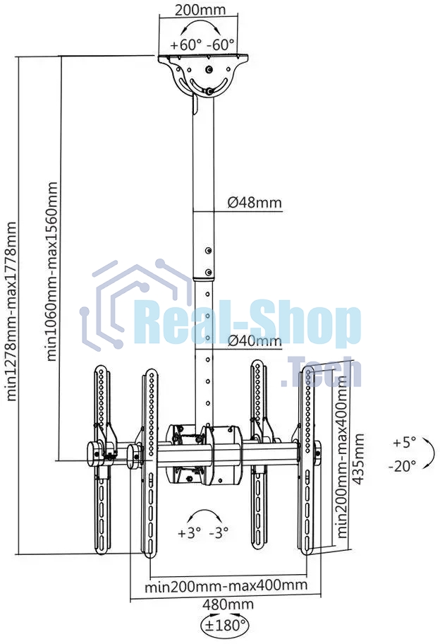 Кронштейн для телевизора Arm Media LCD-1750 черный, 26